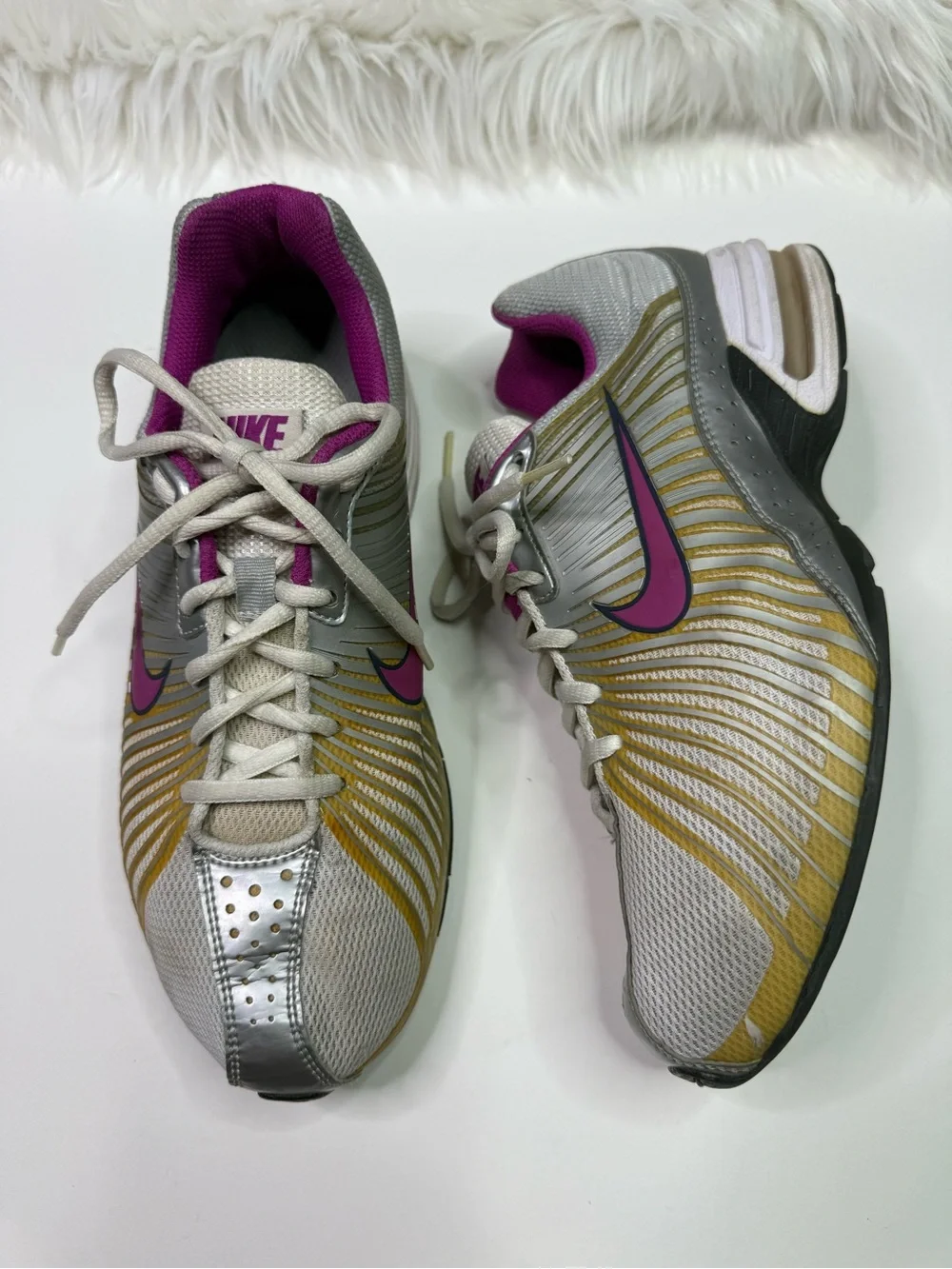 Nike AirMax Torch 5 Women Silver, Purple & Gold Athletic Running Shoes Size 9.5